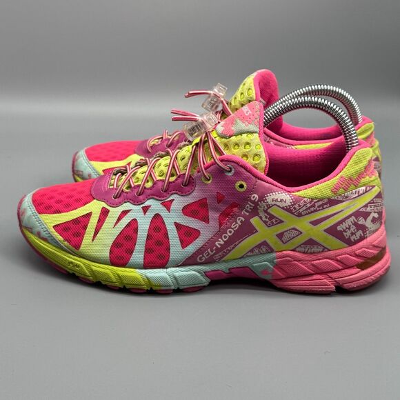 Asics Gel Noosa Tri 9 Women's 8 Pink Yellow Athletic Running Sneakers Low Shoes - Picture 5 of 13